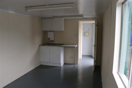 32ft x 10ft Flat Panel Steel Office with Canteen & Toilet