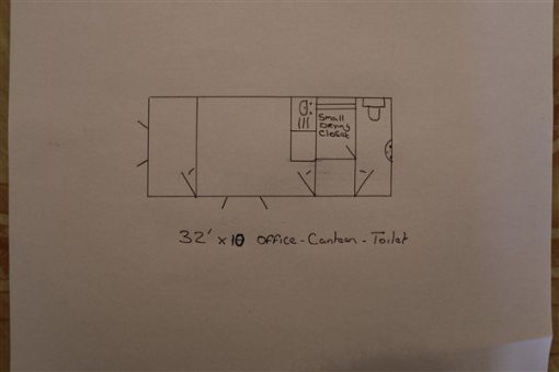 32ft x 10ft Flat Panel Steel Office with Canteen & Toilet