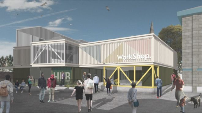 Cheltenham hub made from 31 shipping containers approved