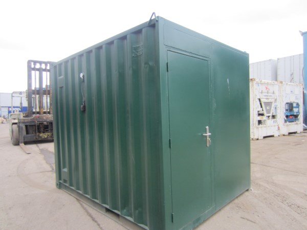 Anti-Vandal Site Office Cabin Green – 10ft x 8ft – Used